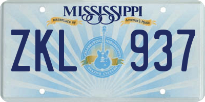 MS license plate ZKL937