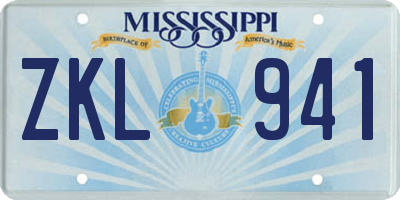 MS license plate ZKL941