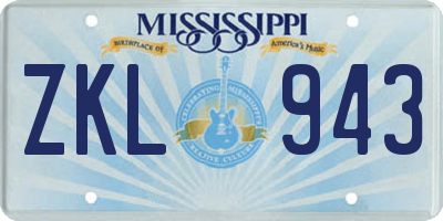 MS license plate ZKL943