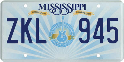 MS license plate ZKL945