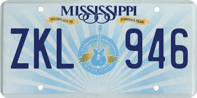 MS license plate ZKL946