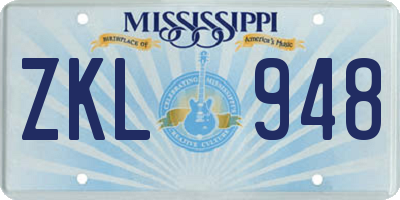 MS license plate ZKL948