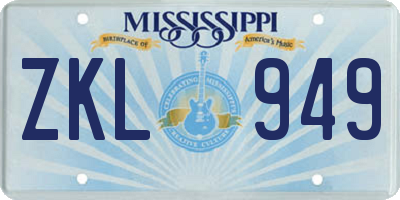 MS license plate ZKL949