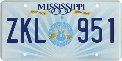 MS license plate ZKL951