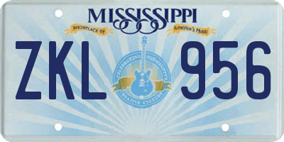 MS license plate ZKL956