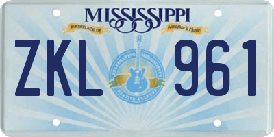 MS license plate ZKL961
