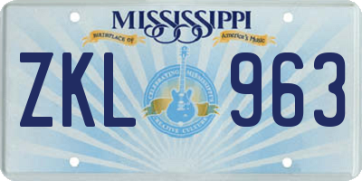 MS license plate ZKL963