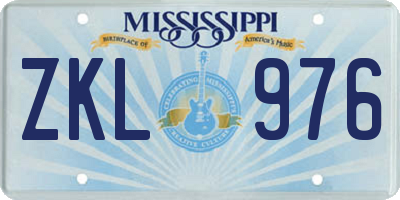 MS license plate ZKL976
