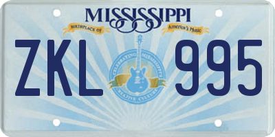 MS license plate ZKL995