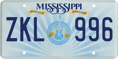 MS license plate ZKL996