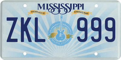 MS license plate ZKL999