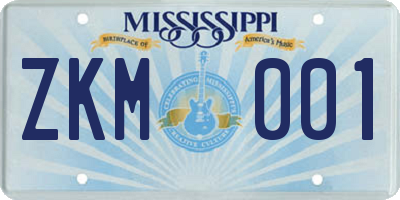 MS license plate ZKM001