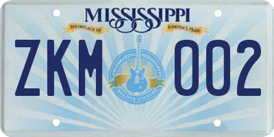 MS license plate ZKM002