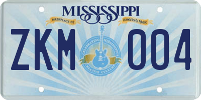 MS license plate ZKM004