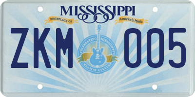 MS license plate ZKM005