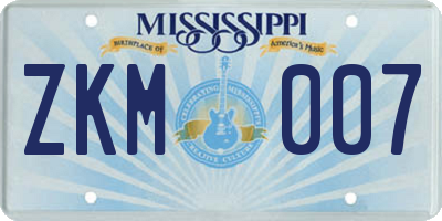 MS license plate ZKM007