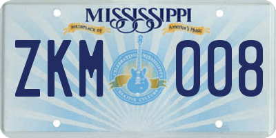 MS license plate ZKM008
