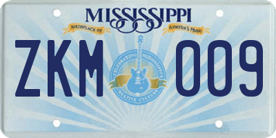 MS license plate ZKM009