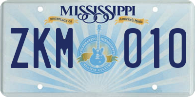 MS license plate ZKM010
