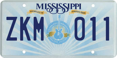 MS license plate ZKM011