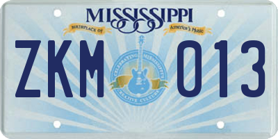 MS license plate ZKM013