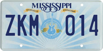 MS license plate ZKM014
