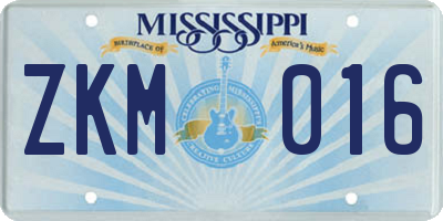 MS license plate ZKM016