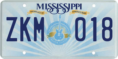 MS license plate ZKM018