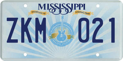 MS license plate ZKM021