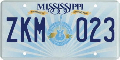 MS license plate ZKM023
