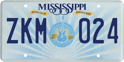 MS license plate ZKM024