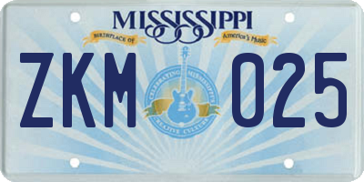 MS license plate ZKM025