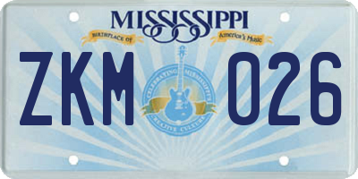 MS license plate ZKM026