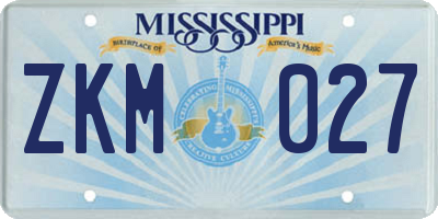 MS license plate ZKM027