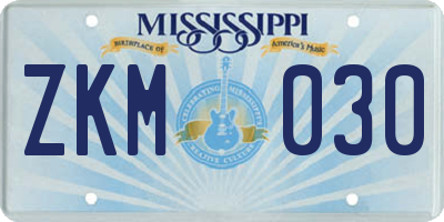 MS license plate ZKM030