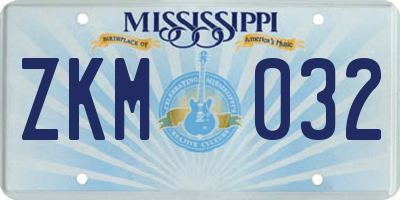 MS license plate ZKM032