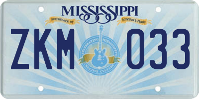 MS license plate ZKM033