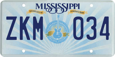MS license plate ZKM034