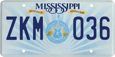 MS license plate ZKM036