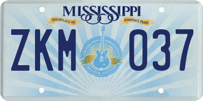 MS license plate ZKM037