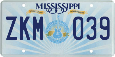 MS license plate ZKM039