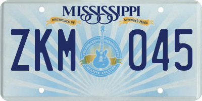 MS license plate ZKM045