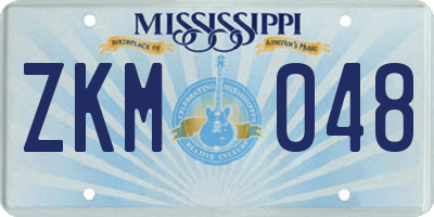 MS license plate ZKM048