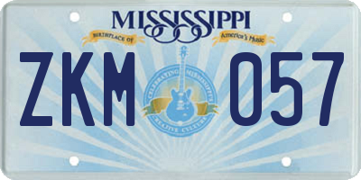 MS license plate ZKM057