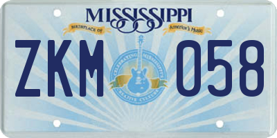 MS license plate ZKM058