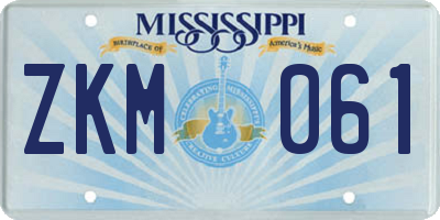 MS license plate ZKM061