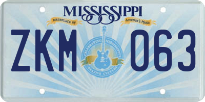 MS license plate ZKM063