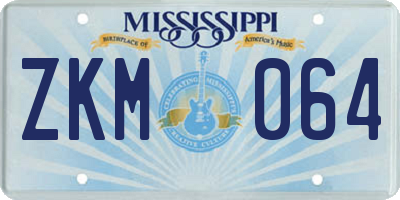 MS license plate ZKM064