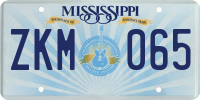 MS license plate ZKM065