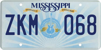 MS license plate ZKM068